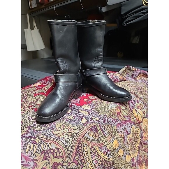 Barneys New York Women EU36 /6US Black leather Boot Moto Bike Calf High Italy - Picture 4 of 13